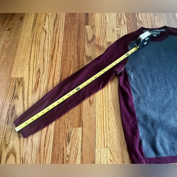 Eddie Bauer Mens Waffle Knit Burgundy Gray Sweater - Small - Picture 8 of 9